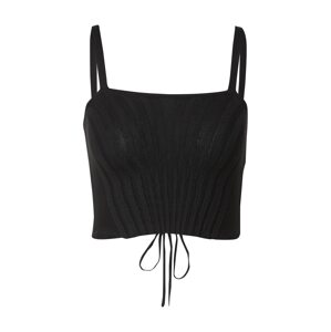 BDG Urban Outfitters Vyšívaný top  čierna