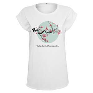Merchcode Tričko 'Flowers Unite'  dymovo modrá / brusnicová / čierna / biela
