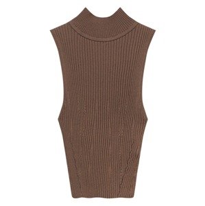 Pull&Bear Vyšívaný top  hnedá
