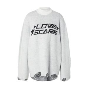 Love Scars Oversize sveter  čierna / biela / šedobiela