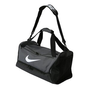 NIKE Športová taška 'Brasilia 9.5'  sivá / čierna / biela