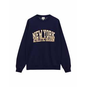Pull&Bear Mikina  námornícka modrá / oranžová / biela