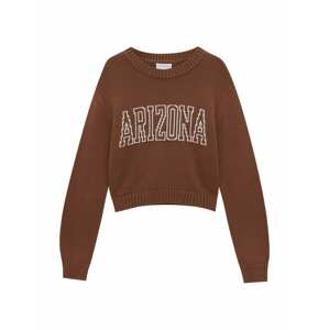 Pull&Bear Sveter  hnedá / biela