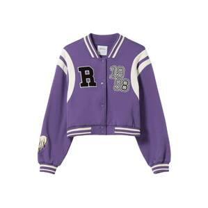 Bershka Prechodná bunda  fialová / čierna / biela