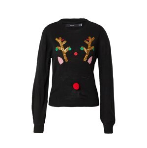 VERO MODA Sveter 'VMRUDOLF'  zlatá / zelená / tmavočervená / čierna