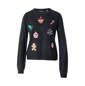 VERO MODA Sveter 'VMXMASORNAMENTS'  zelená / krvavo červená / čierna / strieborná