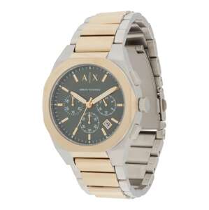 ARMANI EXCHANGE Analógové hodinky 'RAFAEL'  zlatá / tmavozelená / strieborná