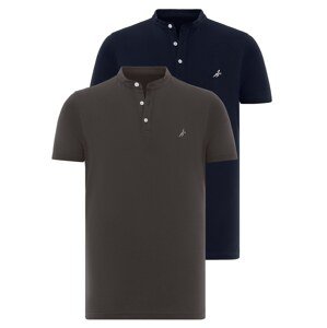 Moxx Paris Tričko 'EINDHOVEN'  námornícka modrá / hnedá / biela