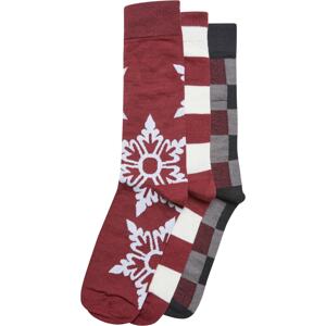 Urban Classics Ponožky 'Christmas Snowflakes'  modrá / sivá / burgundská / biela