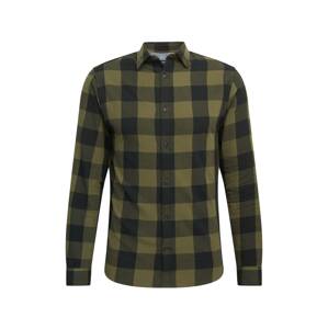 JACK & JONES Košeľa  olivová / čierna