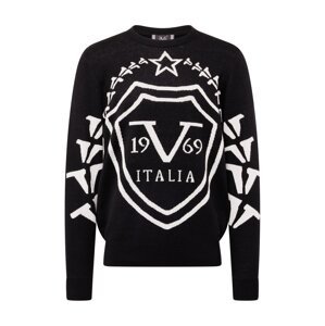 19V69 ITALIA Sveter 'ENZO'  čierna / biela ako vlna