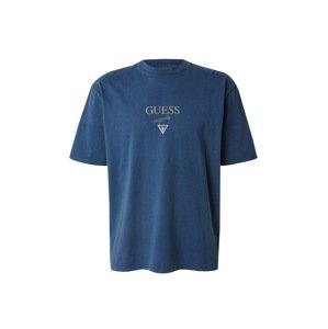 GUESS Originals Tričko  tmavobéžová / enciánová / biela