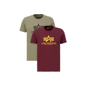 ALPHA INDUSTRIES Tričko  žltá / kaki / burgundská / čierna