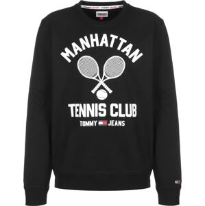 Tommy Jeans Mikina 'Tennis'  červená / čierna / biela