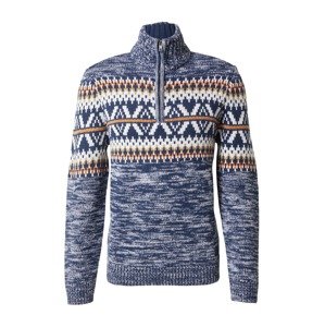 BLEND Mikina  tmavobéžová / modrá melírovaná / oranžová / biela