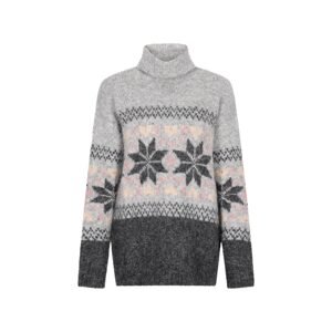 usha BLUE LABEL Oversize sveter  antracitová / sivá melírovaná / pastelovo ružová