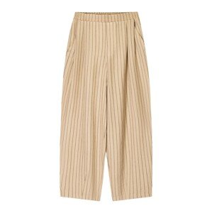 Bershka Plisované nohavice  krémová / čierna
