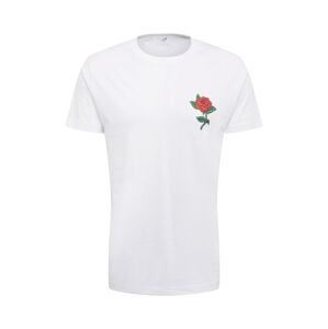 Mister Tee Tričko 'Rose'  smaragdová / svetločervená / biela