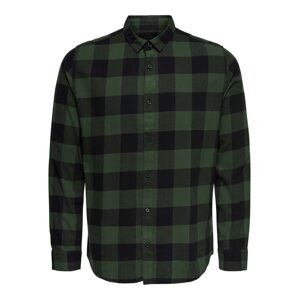 Only & Sons Košeľa  tmavozelená / čierna