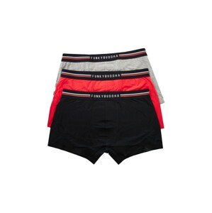 Funky Buddha Boxerky  sivá melírovaná / červená / čierna / biela