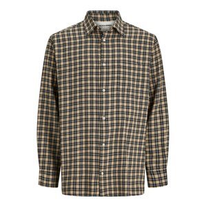 JACK & JONES Košeľa 'BLICHER'  svetlohnedá / tmavohnedá / biela