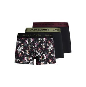 JACK & JONES Boxerky 'JACFlower'  zelená / vínovo červená / čierna / biela