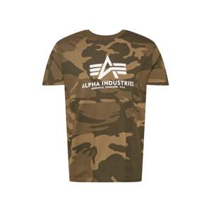 ALPHA INDUSTRIES Tričko  kaki / olivová / jedľová / biela