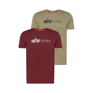 ALPHA INDUSTRIES Tričko  olivová / burgundská / čierna / biela