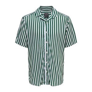 Only & Sons Košeľa 'Wayne'  tmavozelená / biela