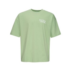 Multiply Apparel Tričko 'Banderole'  pastelovo zelená / čierna / biela