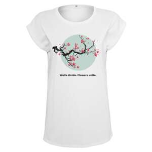 Merchcode Tričko 'Flowers Unite'  dymovo modrá / brusnicová / čierna / biela