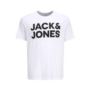 Jack & Jones Plus Tričko 'JJECORP'  čierna / biela