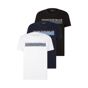 TOM TAILOR DENIM Tričko  námornícka modrá / svetlomodrá / čierna / biela