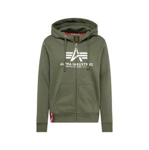 ALPHA INDUSTRIES Tepláková bunda  tmavozelená / biela