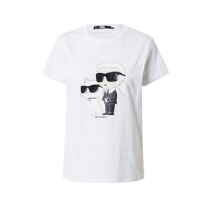 Karl Lagerfeld Tričko 'Ikonik 2.0'  krémová / čierna / šedobiela / prírodná biela