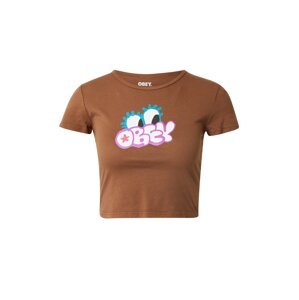 Obey Tričko  tyrkysová / kaki / orchideová / biela