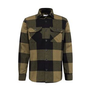 JACK & JONES Košeľa 'JJEdarren'  svetlohnedá / tmavozelená / čierna