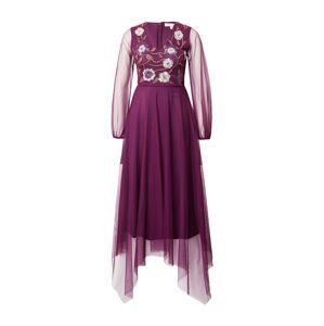Frock and Frill Večerné šaty  hnedá / tmavofialová / šedobiela