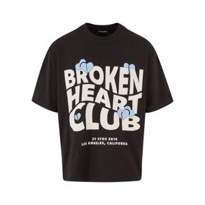 2Y Studios Tričko 'Broken Heart Club'  krémová / svetlomodrá / čierna