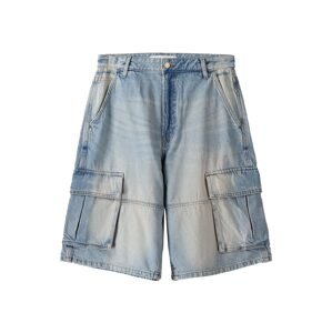 Bershka Rifľové kapsáče  svetlomodrá