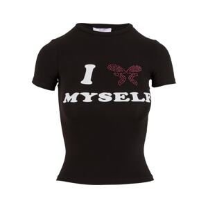 Felicious Tričko 'Love Yourself'  purpurová / čierna / biela