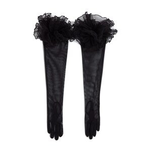 Karl Lagerfeld Prstové rukavice 'SIGNATURE LONG RUFFLED'  čierna