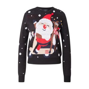 VERO MODA Sveter 'VMSANTA SCOOTER'  hnedá / červená / čierna / biela
