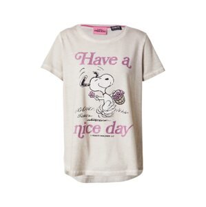 Frogbox Tričko 'Snoopy Nice Day'  béžová / tmavobéžová / svetlofialová / čierna