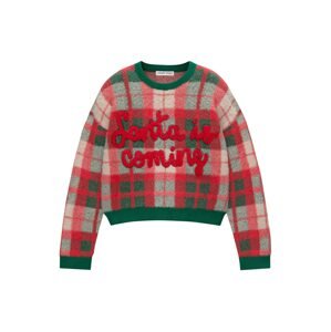 Pull&Bear Sveter  smaragdová / krvavo červená / pastelovo červená / biela ako vlna