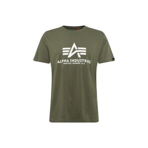 ALPHA INDUSTRIES Tričko  olivová / biela