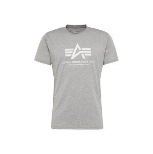 ALPHA INDUSTRIES Tričko  sivá melírovaná / biela