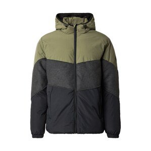 INDICODE JEANS Prechodná bunda  sivá melírovaná / kaki / čierna