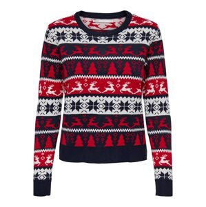 ONLY Sveter 'XMAS'  tmavomodrá / červená / biela
