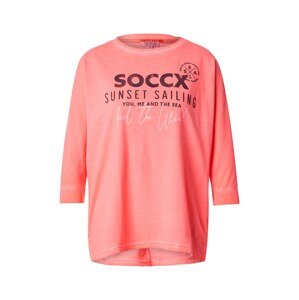 Soccx Oversize tričko  bordová / melónová / biela